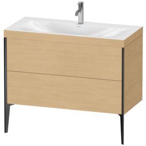 Duravit XViu Waschtisch-Unterschrank XV4711OB230C 100x48cm, 2 Auszüge, 1 Hahnloch, schwarz matt, Rahmen C, Eiche natur