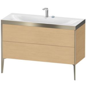 Duravit XViu Waschtisch-Unterschrank XV4712EB130P 120x48cm, 2 Schubkästen, 2 Hahnlöcher, champagner matt, Rahmen P, Eiche natur