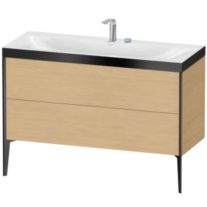 Duravit XViu Waschtisch-Unterschrank XV4712EB230P 120x48cm, 2 Schubkästen, 2 Hahnlöcher, schwarz matt, Rahmen P, Eiche natur