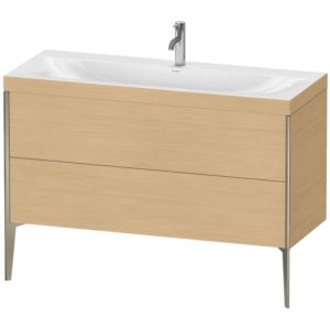 Duravit XViu Waschtisch-Unterschrank XV4712OB130C 120x48cm, 2 Schubkästen, 1 Hahnloch, champagner matt, Rahmen C, Eiche natur
