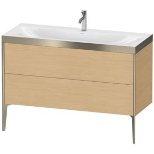 Duravit XViu Waschtisch-Unterschrank XV4712OB130P 120x48cm, 2 Schubkästen, 1 Hahnloch, champagner matt, Rahmen P, Eiche natur