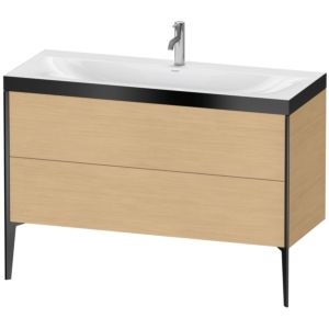 Duravit XViu Waschtisch-Unterschrank XV4712OB230P 120x48cm, 2 Schubkästen, 1 Hahnloch, schwarz matt, Rahmen P, Eiche natur