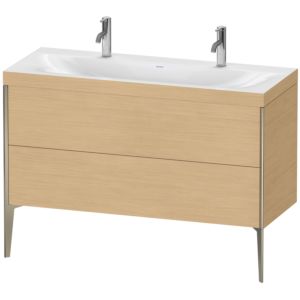 Duravit XViu Waschtisch-Unterschrank XV4713OB130C 120x48cm, 2 Auszüge, ohne Hahnloch, champagner matt, Rahmen C, Eiche natur