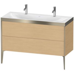 Duravit XViu Waschtisch-Unterschrank XV4713OB130P 120x48cm, 2 Auszüge, ohne Hahnloch, champagner matt, Rahmen P, Eiche natur