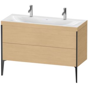 Duravit XViu meuble sous-vasque XV4713OB230C 120x48cm, 2 coulissants, sans trou pour robinet, noir mat, Cadres C, Eiche natur