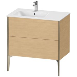 Duravit XViu Waschtisch-Unterschrank XV44860B130 81x48x59,4cm, 2 Auszüge, Becken links, champagner matt, Eiche natur