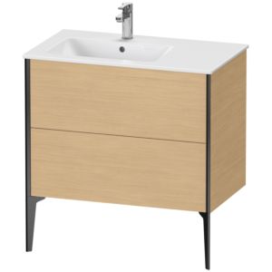 Duravit XViu Waschtisch-Unterschrank XV44860B230 81x48x59,4cm, 2 Auszüge, Becken links, schwarz matt, Eiche natur