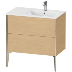Duravit XViu Waschtisch-Unterschrank XV44870B130 81x48x59,4cm, 2 Auszüge, Becken rechts, champagner matt, Eiche natur
