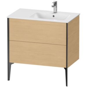 Duravit XViu meuble sous-vasque XV44870B230 81x48x59,4cm, 2 coulissants, vasque à droite, noir mat, Eiche natur