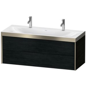 Duravit XViu Waschtisch-Unterschrank XV4618OB116P 120x48cm, 2 Schubkästen, champagner matt, Rahmen P, Eiche schwarz