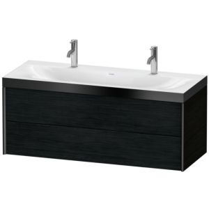 Duravit XViu Waschtisch-Unterschrank XV4618OB216P 120x48cm, 2 Schubkästen, schwarz matt, Rahmen P, Eiche schwarz