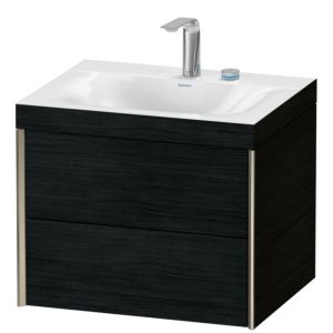 Duravit XViu meuble sous-vasque XV4614EB116C 60x48cm, 2 tiroirs, 2 trous pour robinetterie, champagne mat, Cadres C, Eiche schwarz