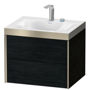 Duravit XViu vanity unit XV4614EB116P 60x48cm, 2 drawers, 2 tap holes, matt champagne, Rahmen P, Eiche schwarz