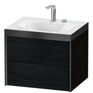 Duravit XViu Waschtisch-Unterschrank XV4614EB216P 60x48cm, 2 Schubkästen, 2 Hahnlöcher, schwarz matt, Rahmen P, Eiche schwarz