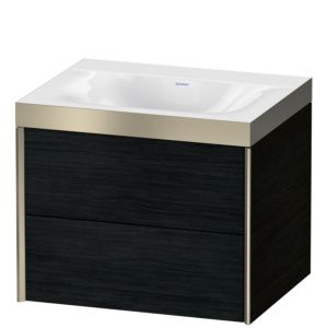 Duravit XViu meuble sous-vasque XV4614NB116P 60x48cm, 2 tiroirs, sans trou pour robinet, champagne mat, Cadres P, Eiche schwarz
