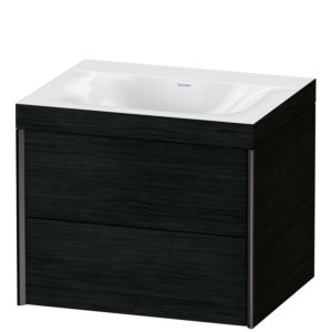 Duravit XViu meuble sous-vasque XV4614NB216C 60x48cm, 2 tiroirs, sans trou pour robinet, noir mat, Cadres C, Eiche schwarz