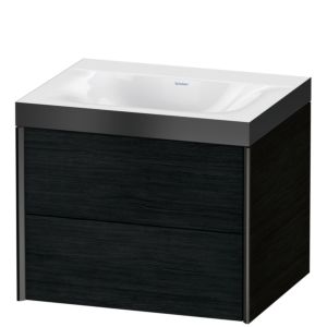 Duravit XViu Waschtisch-Unterschrank XV4614NB216P 60x48cm, 2 Schubkästen, ohne Hahnloch, schwarz matt, Rahmen P, Eiche schwarz