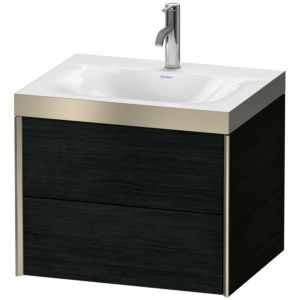 Duravit XViu Waschtisch-Unterschrank XV4614OB116P 60x48cm, 2 Schubkästen, 1 Hahnloch, champagner matt, Rahmen P, Eiche schwarz