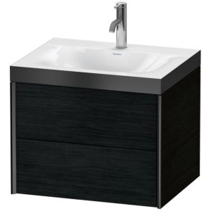 Duravit XViu Waschtisch-Unterschrank XV4614OB216P 60x48cm, 2 Schubkästen, 1 Hahnloch, schwarz matt, Rahmen P, Eiche schwarz