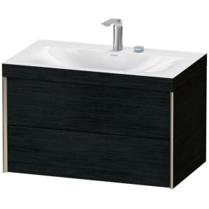 Duravit XViu meuble sous-vasque XV4615EB116C 80x48cm, 2 tiroirs, 2 trous pour robinetterie, champagne mat, Cadres C, Eiche schwarz