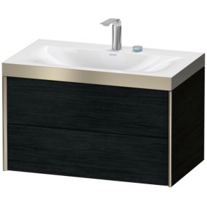 Duravit XViu meuble sous-vasque XV4615EB116P 80x48cm, 2 tiroirs, 2 trous pour robinetterie, champagne mat, Cadres P, Eiche schwarz