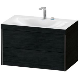 Duravit XViu meuble sous-vasque XV4615EB216C 80x48cm, 2 tiroirs, 2 trous pour robinetterie, noir mat, Cadres C, Eiche schwarz