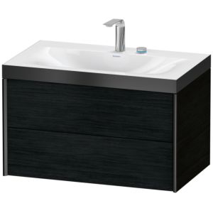Duravit XViu Waschtisch-Unterschrank XV4615EB216P 80x48cm, 2 Schubkästen, 2 Hahnlöcher, schwarz matt, Rahmen P, Eiche schwarz