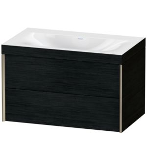 Duravit XViu meuble sous-vasque XV4615NB116C 80x48cm, 2 tiroirs, sans trou pour robinet, champagne mat, Cadres C, Eiche schwarz