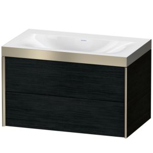 Duravit XViu meuble sous-vasque XV4615NB116P 80x48cm, 2 tiroirs, sans trou pour robinet, champagne mat, Cadres P, Eiche schwarz