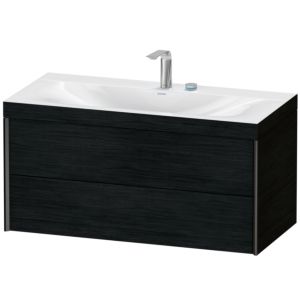 Duravit XViu meuble sous-vasque XV4616EB216C 100x48cm, 2 tiroirs, 2 trous pour robinetterie, noir mat, Cadres C, Eiche schwarz
