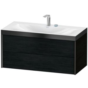 Duravit XViu Waschtisch-Unterschrank XV4616EB216P 100x48cm, 2 Schubkästen, 2 Hahnlöcher, schwarz matt, Rahmen P, Eiche schwarz