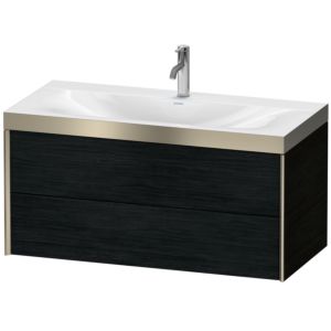 Duravit XViu vasque match4 XV4616OB116P 100x48cm, 2 tiroirs, 2000 , champagne mat, Cadres P, Eiche schwarz