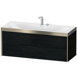 Duravit XViu Waschtisch-Unterschrank XV4617EB116P 120x48cm, 2 Schubkästen, 2 Hahnlöcher, champagner matt, Rahmen P, Eiche schwarz