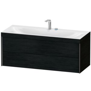 Duravit XViu meuble sous-vasque XV4617EB216C 120x48cm, 2 tiroirs, 2 trous pour robinetterie, noir mat, Cadres C, Eiche schwarz