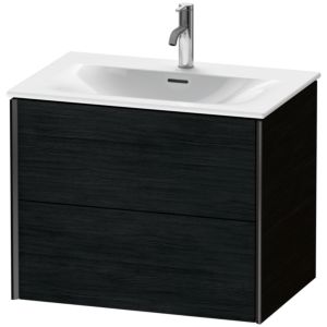 Duravit XViu Waschtisch-Unterschrank XV41330B216 71 x 55,7 x 48 cm, Eiche schwarz, 2 Schubkästen, schwarz matt