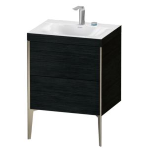 Duravit XViu meuble sous-vasque XV4709EB116C 60x48cm, 2 coulissants, 2 trous pour robinetterie, champagne mat, Cadres C, Eiche schwarz