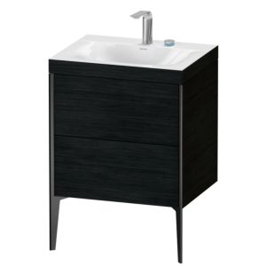 Duravit XViu meuble sous-vasque XV4709EB216C 60x48cm, 2 coulissants, 2 trous pour robinetterie, noir mat, Cadres C, Eiche schwarz
