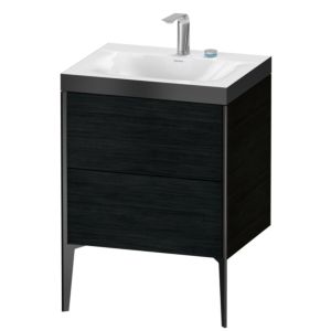 Duravit XViu Waschtisch-Unterschrank XV4709EB216P 60x48cm, 2 Auszüge, 2 Hahnlöcher, schwarz matt, Rahmen P, Eiche schwarz
