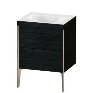 Duravit XViu Waschtisch-Unterschrank XV4709NB116C 60x48cm, 2 Auszüge, ohne Hahnloch, champagner matt, Rahmen C, Eiche schwarz