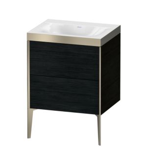 Duravit XViu meuble sous-vasque XV4709NB116P 60x48cm, 2 coulissants, sans trou pour robinet, champagne mat, Cadres P, Eiche schwarz