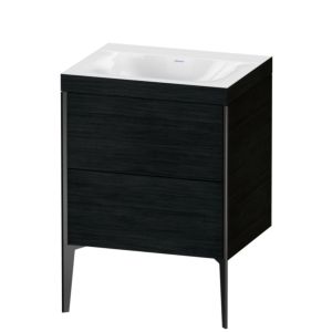 Duravit XViu meuble sous-vasque XV4709NB216C 60x48cm, 2 coulissants, sans trou pour robinet, noir mat, Cadres C, Eiche schwarz