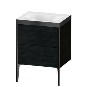 Duravit XViu Waschtisch-Unterschrank XV4709NB216P 60x48cm, 2 Auszüge, ohne Hahnloch, schwarz matt, Rahmen P, Eiche schwarz