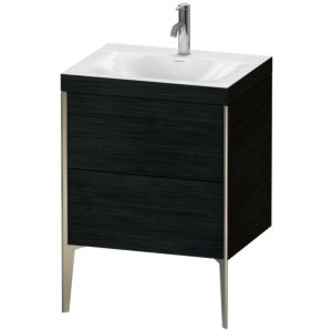 Duravit XViu Table de toilette XV4709OB116C 60x48cm, 2 2000 - out, match3 trou de coulée, champagne mat, Cadres C, Eiche schwarz