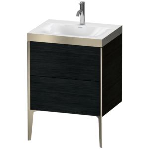 Duravit XViu Waschtisch-Unterschrank XV4709OB116P 60x48cm, 2 Auszüge, 1 Hahnloch, champagner matt, Rahmen P, Eiche schwarz