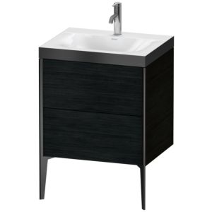 Duravit XViu Waschtisch-Unterschrank XV4709OB216P 60x48cm, 2 Auszüge, 1 Hahnloch, schwarz matt, Rahmen P, Eiche schwarz
