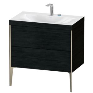 Duravit XViu meuble sous-vasque XV4710EB116C 80x48cm, 2 coulissants, 2 trous pour robinetterie, champagne mat, Cadres C, Eiche schwarz