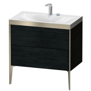 Duravit XViu XV4710EB116P 80x48cm, 2 coulissants, 2 trous pour robinetterie, champagne mat, Cadres P, Eiche schwarz
