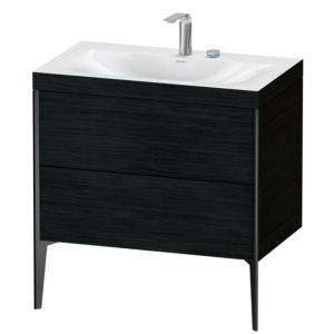 Duravit XViu vanity unit XV4710EB216C 80x48cm, 2 pull-outs, 2 tap holes, matt black, Rahmen C, Eiche schwarz