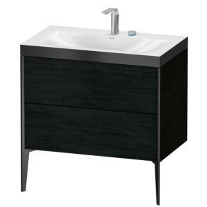 Duravit XViu meuble sous-vasque XV4710EB216P 80x48cm, 2 coulissants, 2 trous pour robinetterie, noir mat, Cadres P, Eiche schwarz