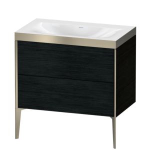 Duravit XViu meuble sous-vasque XV4710NB116P 80x48cm, 2 coulissants, sans trou pour robinet, champagne mat, Cadres P, Eiche schwarz